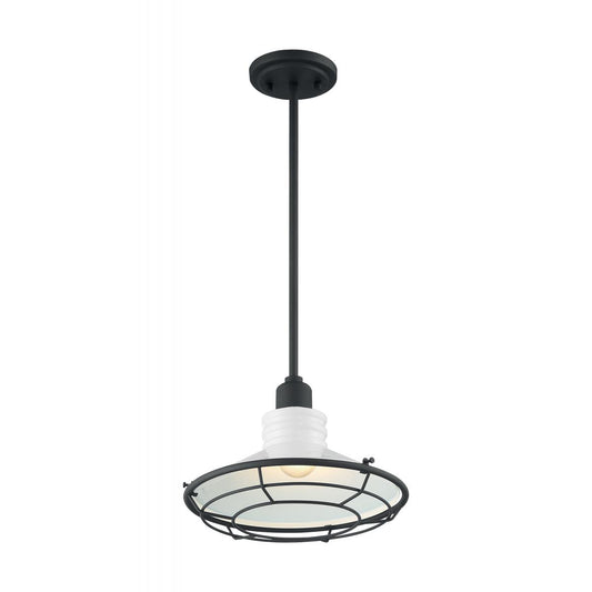 Blue Harbor - 1 Light Large Pendant with Gloss White - Black Accents Finish