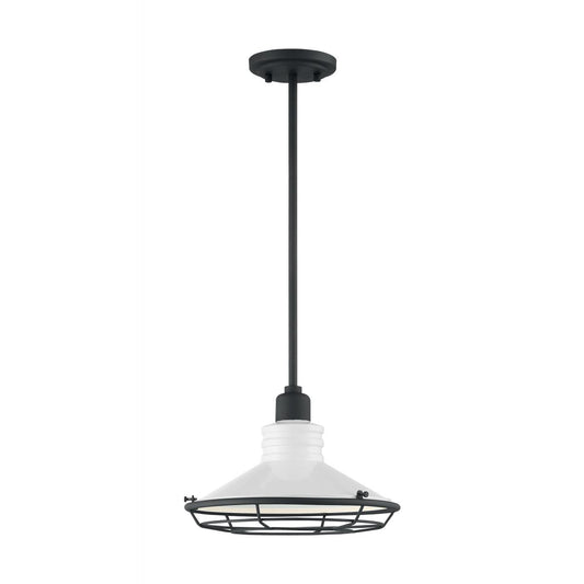 Blue Harbor - 1 Light Large Pendant with Gloss White - Black Accents Finish