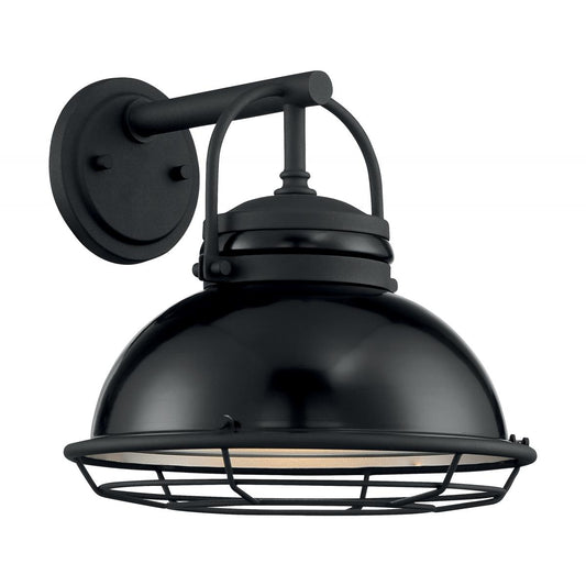 Upton - 1 Light Large Outdoor Wall Sconce with Black and Silver - Black Accents Finish