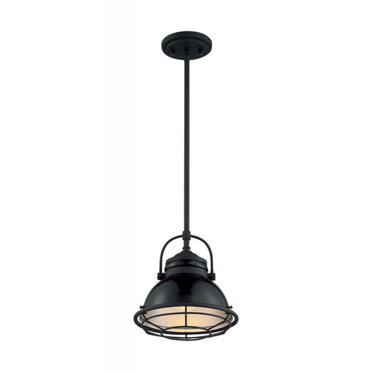 Upton - 1 Light Small Pendant with Black and Silver - Black Accents Finish