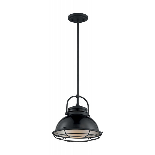 Upton - 1 Light Large Pendant with Black and Silver - Black Accents Finish
