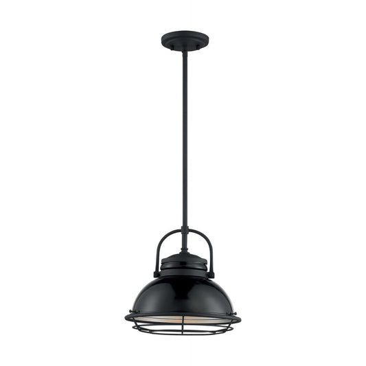 Upton - 1 Light Large Pendant with Black and Silver - Black Accents Finish