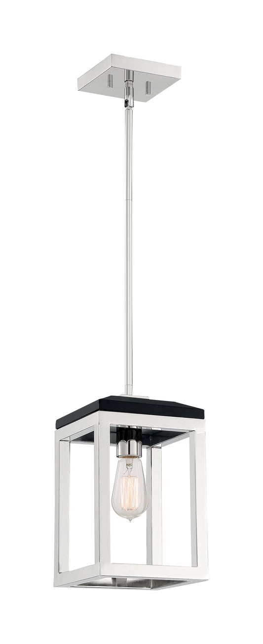 Cakewalk - 1 Light Pendant with Polished Nickel and Black Accents Finish