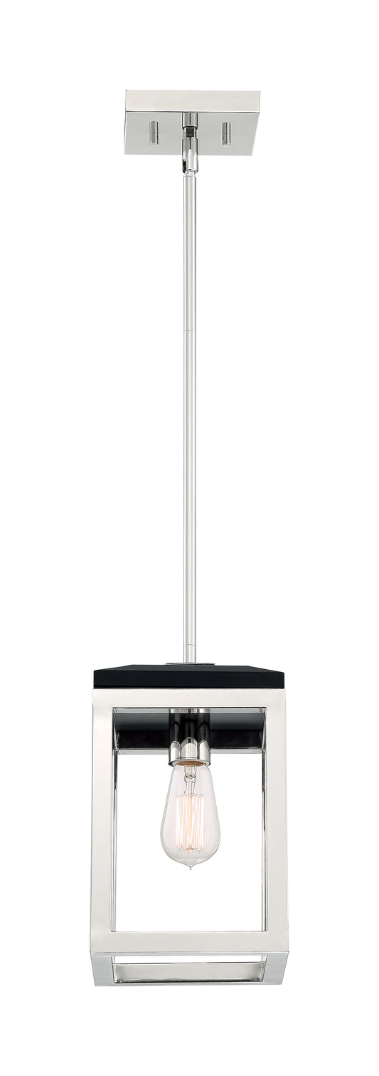 Cakewalk - 1 Light Pendant with Polished Nickel and Black Accents Finish