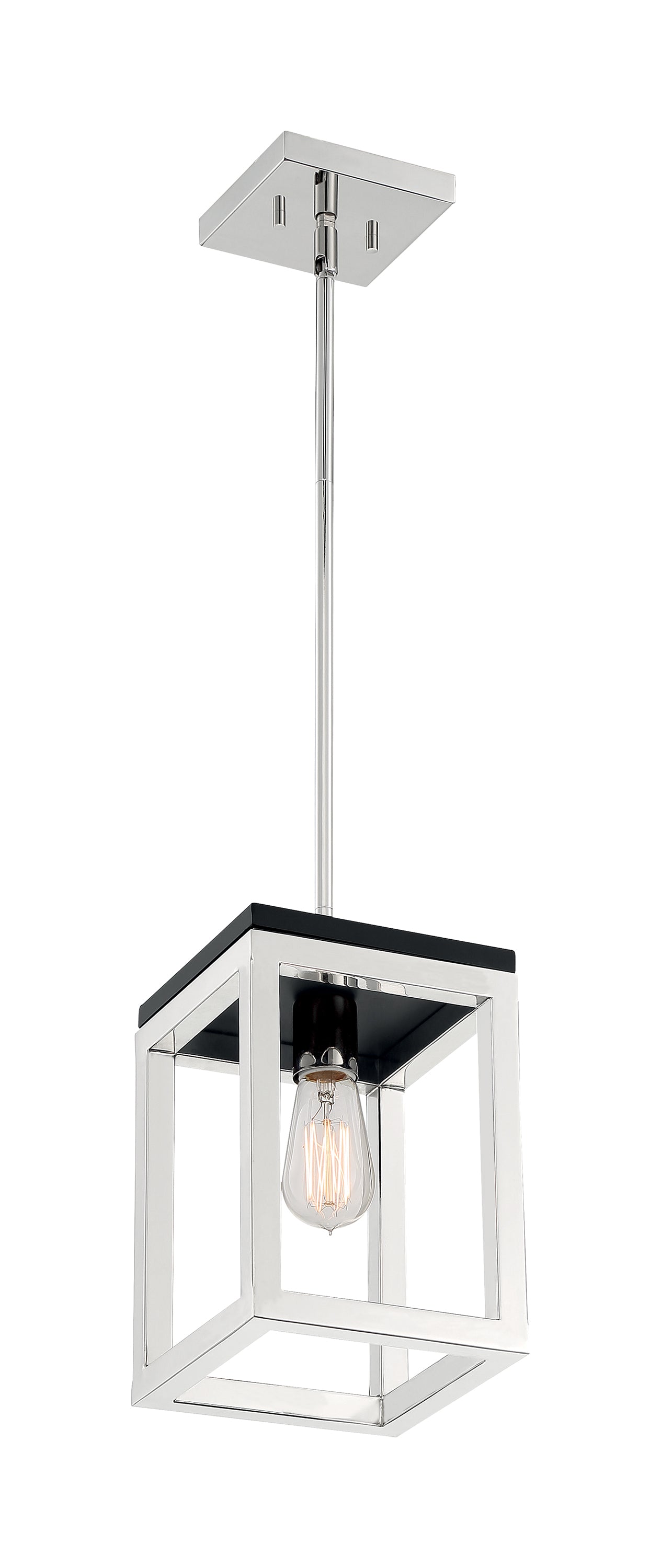 Cakewalk - 1 Light Pendant with Polished Nickel and Black Accents Finish