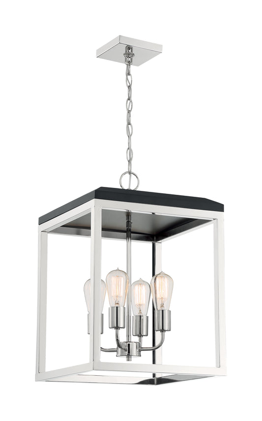 Cakewalk - 4 Light Pendant with Polished Nickel - Black Accents Finish
