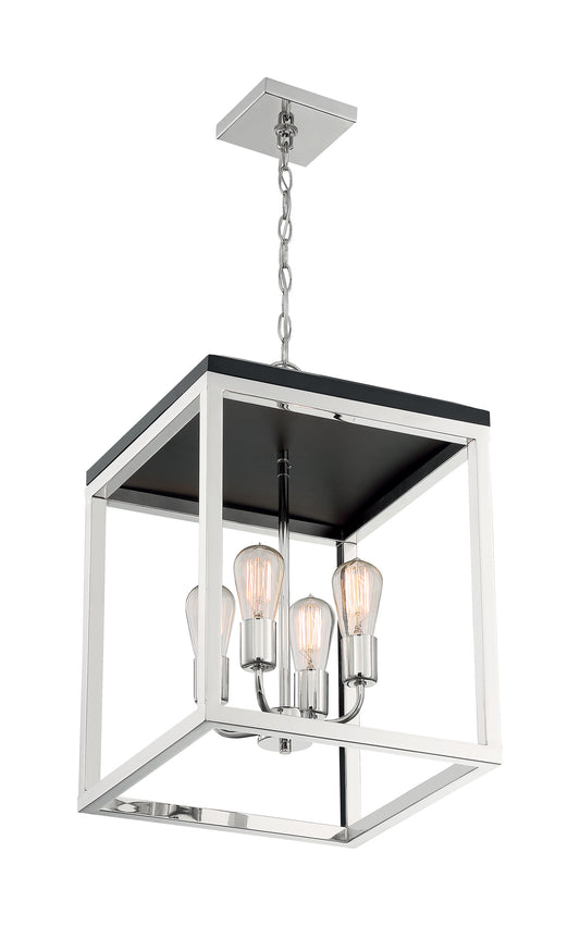 Cakewalk - 4 Light Pendant with Polished Nickel - Black Accents Finish