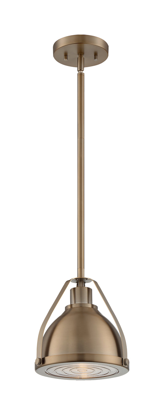 Barbett - 1 Light Small Pendant with Fresnel Glass - Burnished Brass Finish