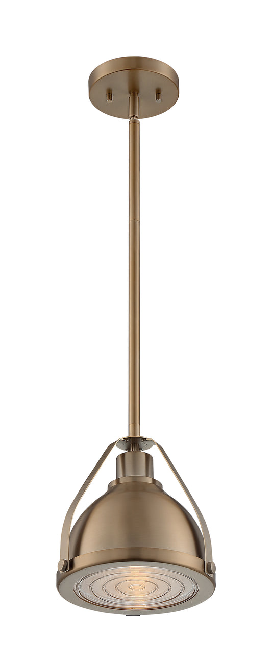 Barbett - 1 Light Small Pendant with Fresnel Glass - Burnished Brass Finish