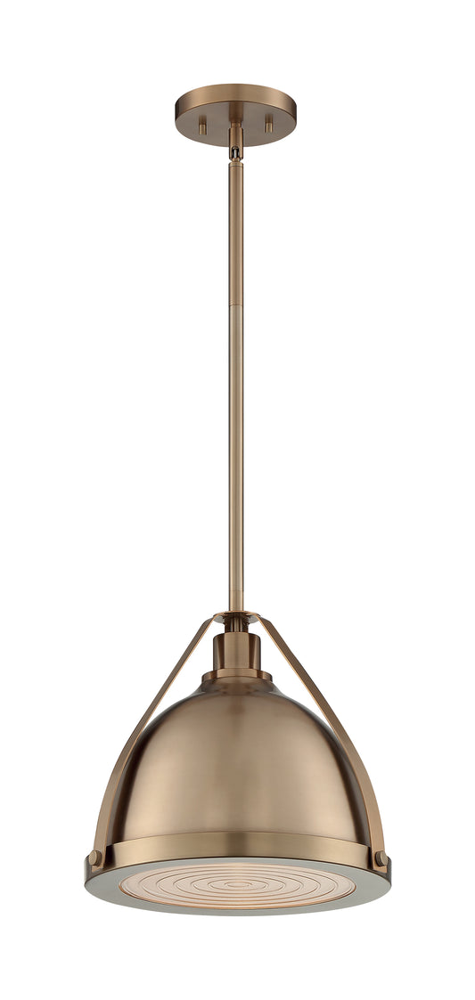 Barbett - 1 Light Medium Pendant with Fresnel Glass - Burnished Brass Finish