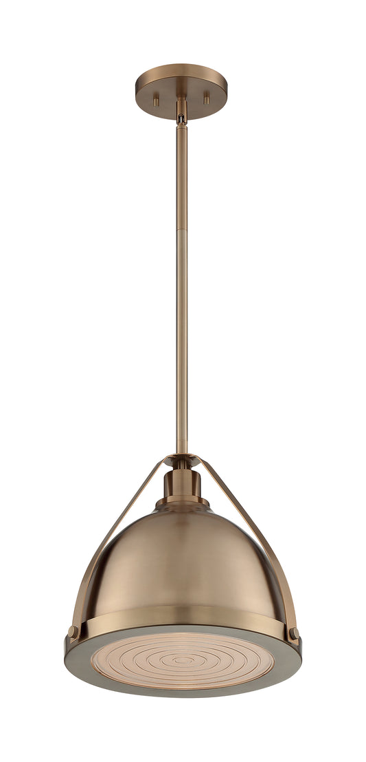 Barbett - 1 Light Medium Pendant with Fresnel Glass - Burnished Brass Finish