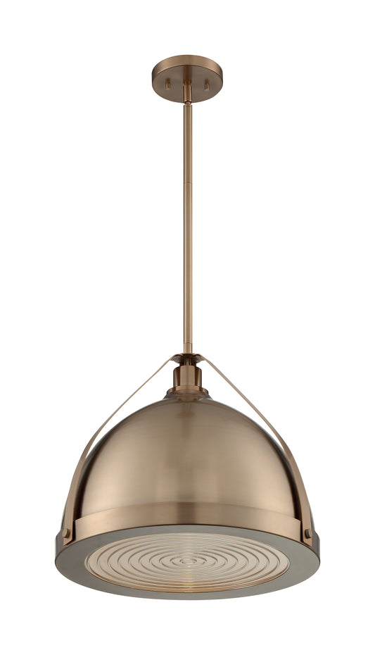Barbett - 1 Light Large Pendant with Fresnel Glass - Burnished Brass Finish