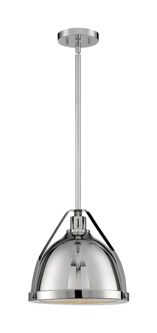 Barbett - 1 Light Medium Pendant with Fresnel Glass - Polished Nickel Finish