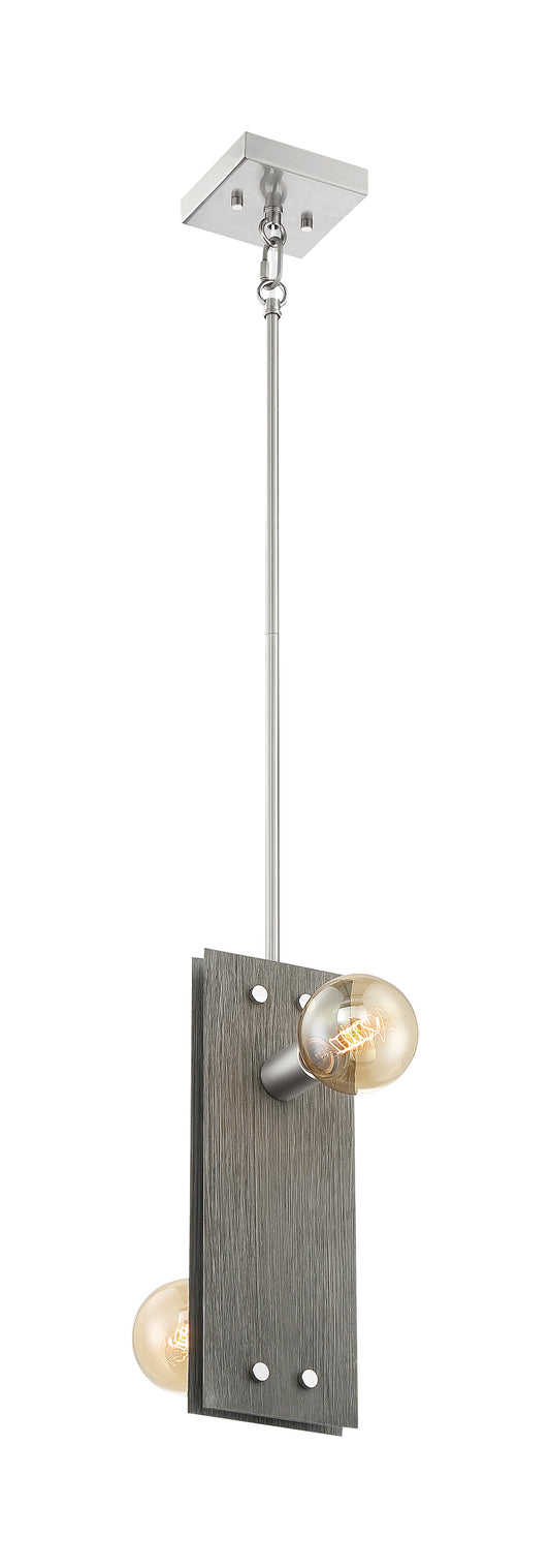 Stella - 2 Light Pendant with Driftwood - Brushed Nickel Accents Finish