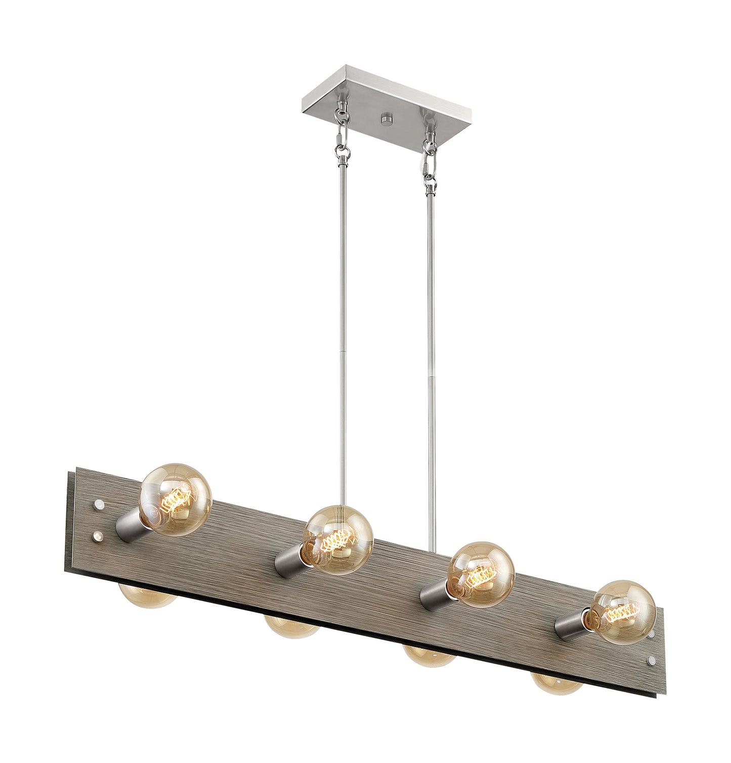 Stella - 8 Light Island Pendant with Driftwood - Brushed Nickel Accents Finish