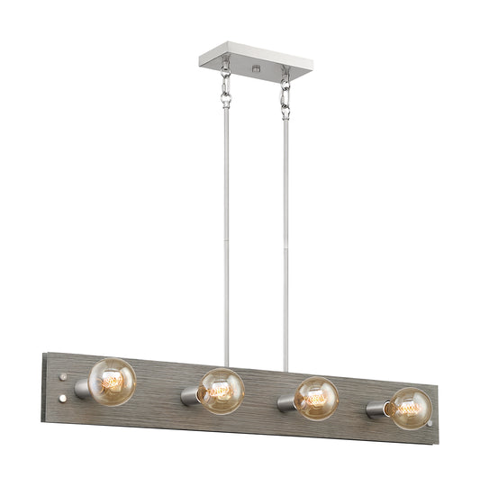 Stella - 8 Light Island Pendant with Driftwood - Brushed Nickel Accents Finish