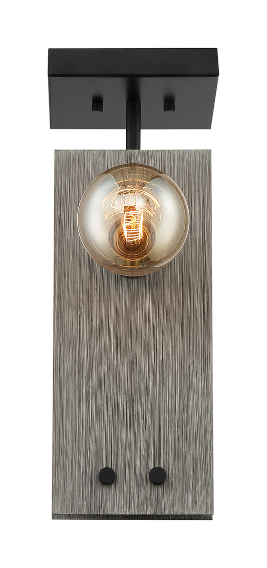 Stella - 2 Light Semi-Flush with Driftwood - Black Accents Finish