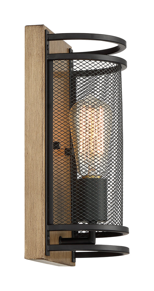 Atelier - 1 Light Sconce with Black - Honey Wood Finish