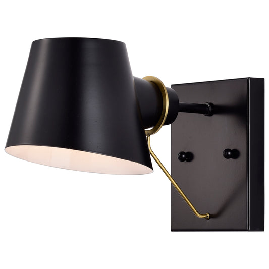 Baxter - 1 Light Vanity - Black with Burnished Brass