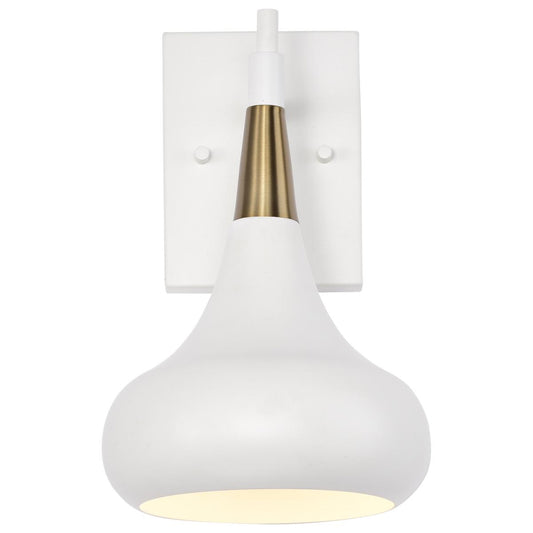 Phoenix - 1 Light Wall Sconce with Matte White - Burnished Brass Finish