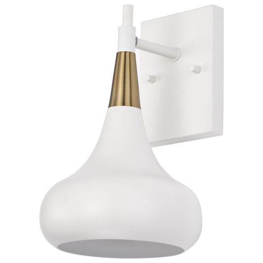 Phoenix - 1 Light Wall Sconce with Matte White - Burnished Brass Finish