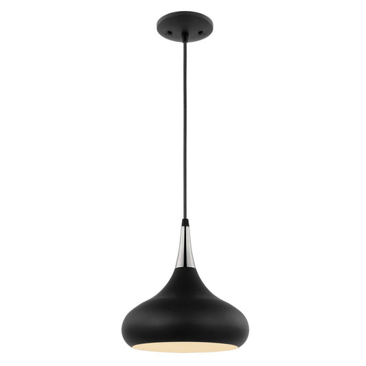 Phoenix - 1 Light Small Pendant with Matte Black - Polished Nickel Finish