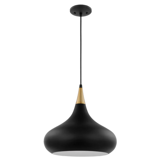 Phoenix - 1 Light Medium Pendant with Matte Black - Polished Nickel Finish