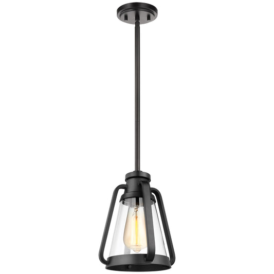 Everett - 1 Light 7" Mini Pendant - Matte Black with Clear Glass