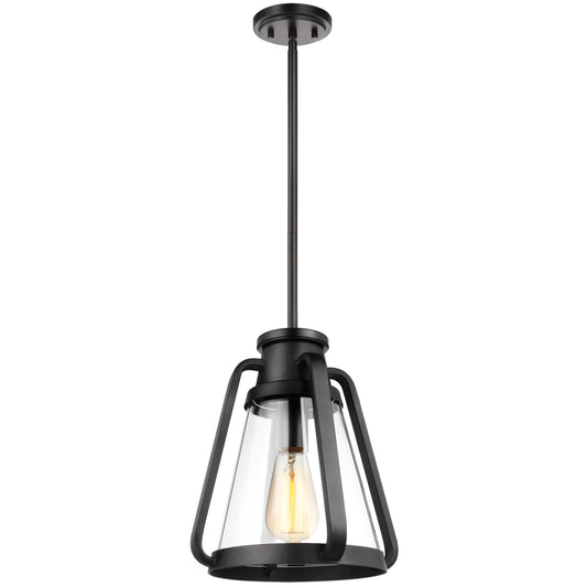 Everett - 1 Light 10" Pendant - Matte Black with Clear Glass