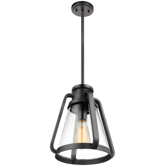 Everett - 1 Light 10" Pendant - Matte Black with Clear Glass