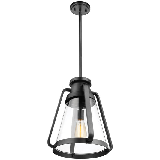 Everett - 1 Light 14" Pendant - Matte Black with Clear Glass