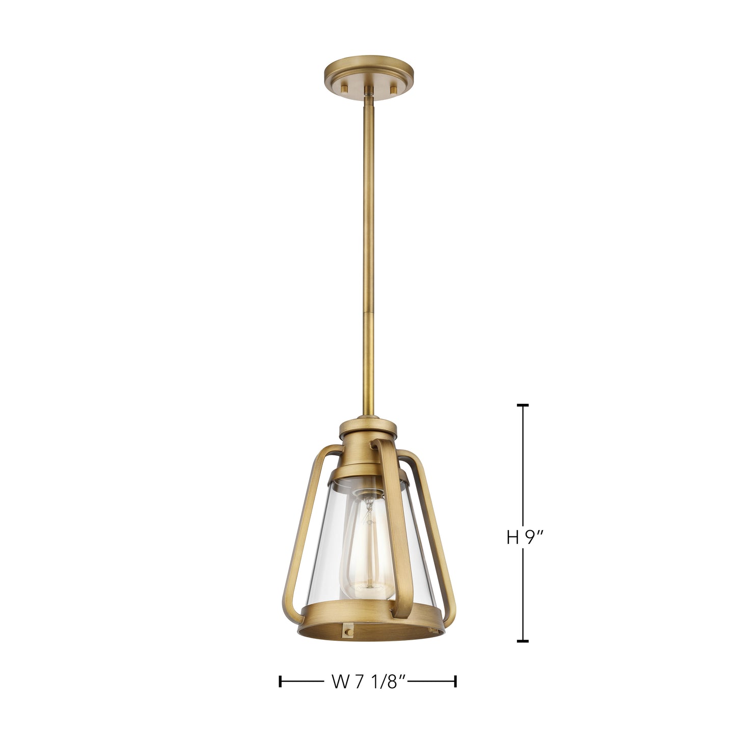 Everett - 1 Light 7" Mini Pendant - Natural Brass with Clear Glass