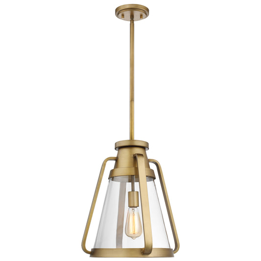 Everett - 1 Light 14" Pendant with Natural Brass with Clear Glass