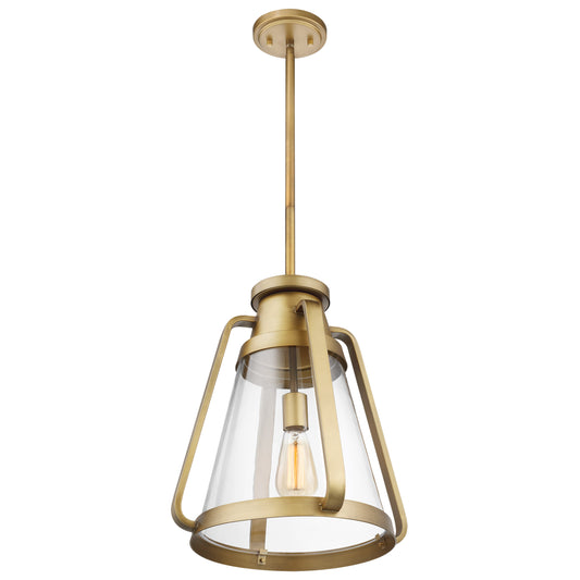 Everett - 1 Light 14" Pendant with Natural Brass with Clear Glass