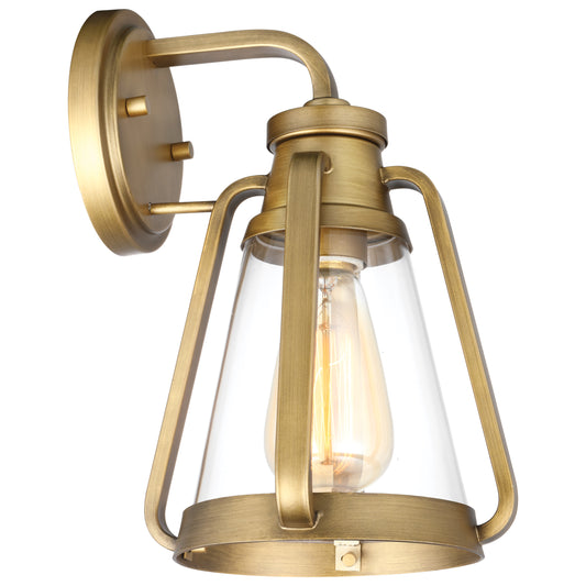 Everett - 1 Light; Small Wall Sconce - Natural Brass with Clear Glass