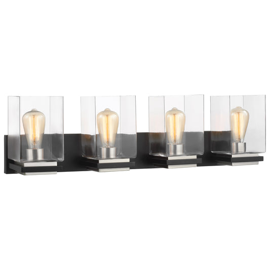 Crossroads - 4 Light Vanity with Matte Black - Clear Glass