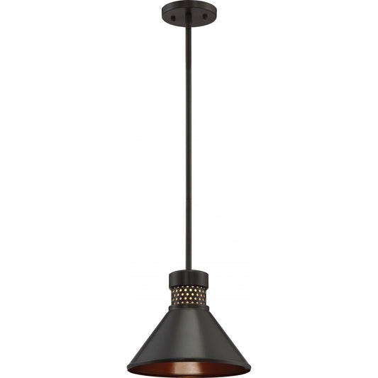 Doral - 1 Light Small LED Pendant with Dark Bronze Finish - Copper Accents