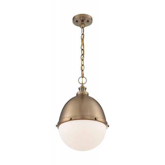 Ronan - 1 Light Medium Pendant with Opal Glass - Burnished Brass Finish