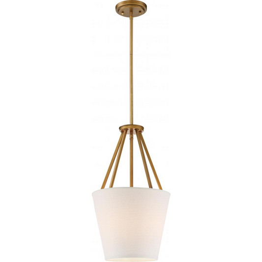 Seneca - 3 Light 12'' Pendant with Almond Mesh Fabric Shade - Natural Brass Finish