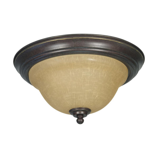 Castillo - 2 Light Flush Mount with Champagne Linen Washed Glass - Sonoma Bronze Finish