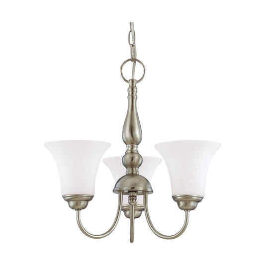 Dupont - 3 Light Chandelier with Satin White Glass - Brushed Nickel Finish