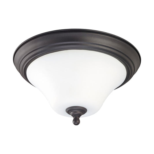 Dupont - 2 light Flush with Satin White Glass - Dark Chocolate Bronze Finish