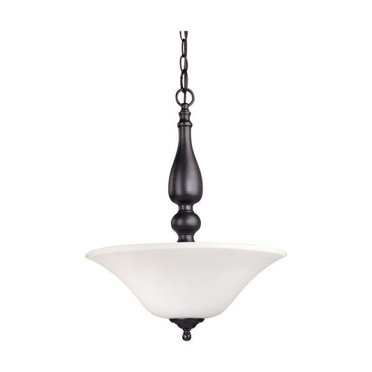Dupont - 3 Light Pendant with Satin White Glass - Dark Chocolate Bronze Finish