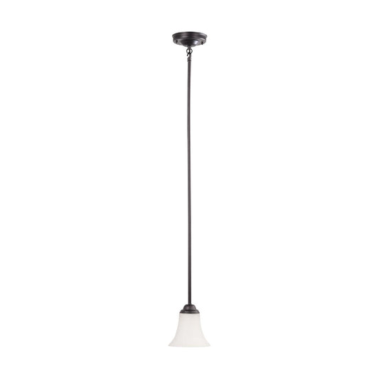 Dupont - 1 Light Mini Pendant with Satin White Glass - Dark Chocolate Bronze Finish