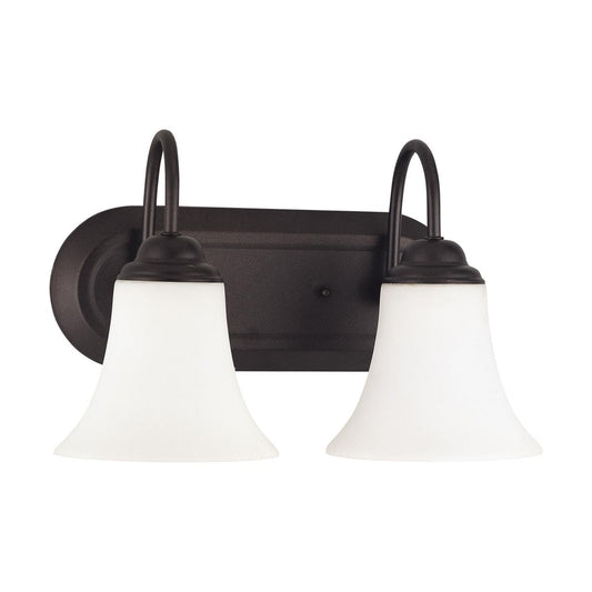Dupont - 2 Light Vanity with Satin White Glass - Dark Chocolate Bronze Finish