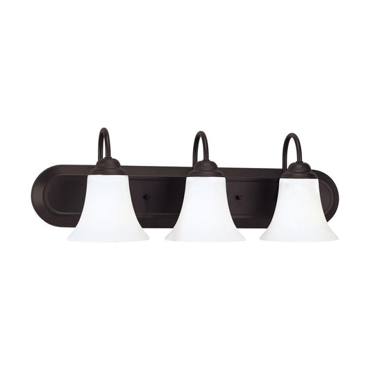 Dupont - 3 Light Vanity with Satin White Glass - Dark Chocolate Bronze Finish