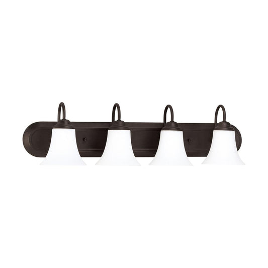 Dupont - 4 Light Vanity with Satin White Glass - Dark Chocolate Bronze Finish