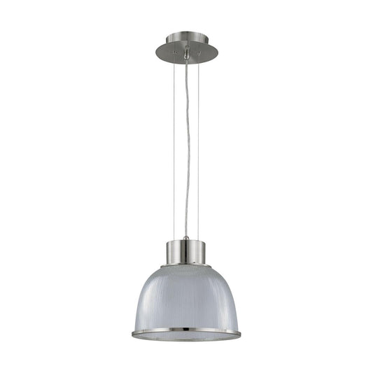 Gear - 1 Light 12" Pendant with Clear Prismatic Glass - Brushed Nickel Finish