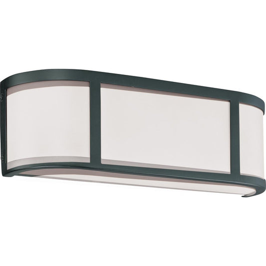 Odeon - 2 Light Vanity with Satin White Glass - Aged Bronze Finish