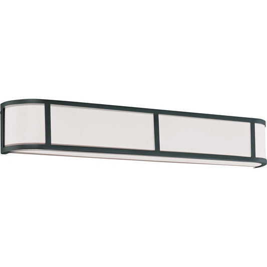 Odeon - 4 Light Vanity with Satin White Glass - Aged Bronze Finish